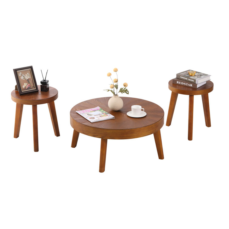 Union Rustic Keteria 3 Piece Solid Wood Living Room Table Set